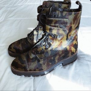 faux pony hair camo boots